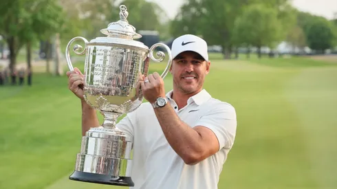 Brooks Koepka with the Wanamaker Trophy after winning the 2023 PGA Championship