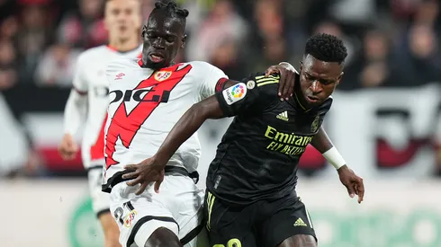 Pathe Ciss of Rayo Vallecano and Vinicius of Real Madrid