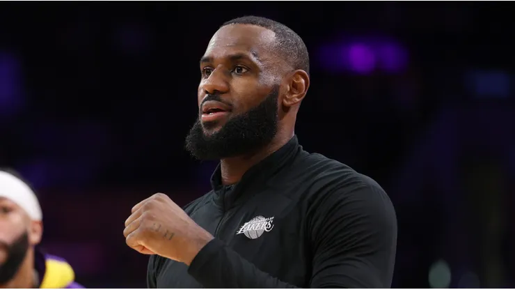 LeBron James warming up for Game 4 of the 2023 NBA Playoffs against Denver Nuggets