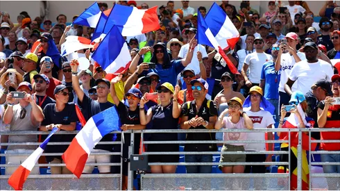Fans wave France flags