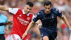 Gabriel Martinelli of Arsenal and Remo Freuler of Nottingham Forest