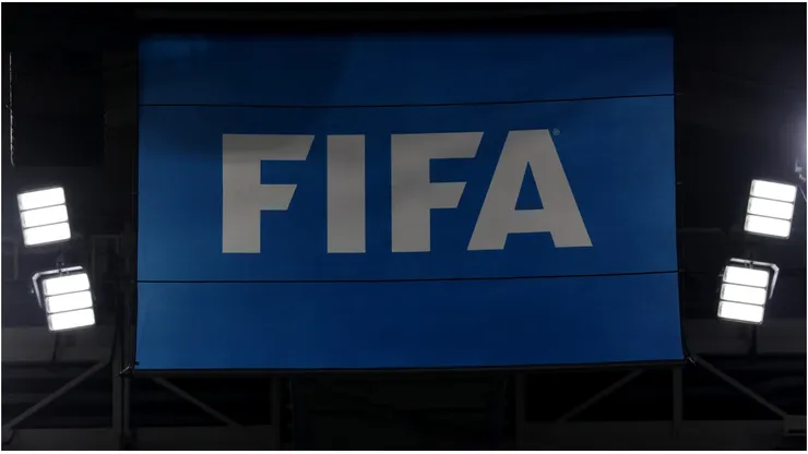 FIFA logo on a flag