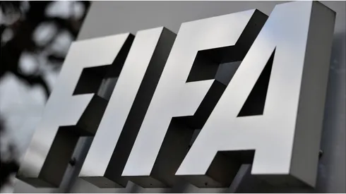 FIFA logo next to the entrance at the FIFA headquarters