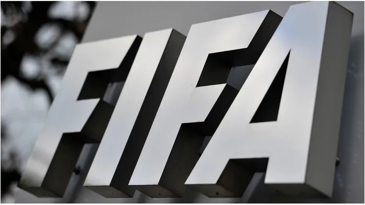 FIFA logo next to the entrance at the FIFA headquarters