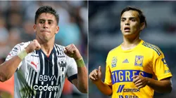 Maximiliano Meza of Monterrey (L) and Leonel Prieto of Tigres UANL (R)