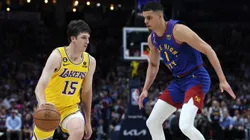 Austin Reaves of the Los Angeles Lakers and Michael Porter Jr. of the Denver Nuggets
