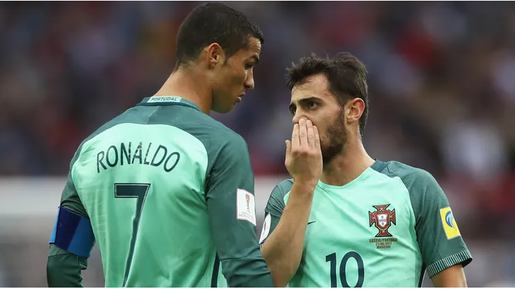 Cristiano Ronaldo and Bernardo Silva of Portugal