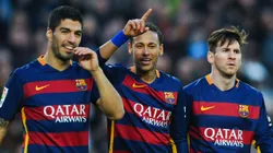 Luis Suarez, Neymar and Lionel Messi playing for FC Barcelona