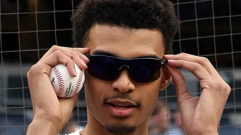 Wembanyama during a baseball first pitch