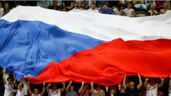 Czech fans wave their national flag