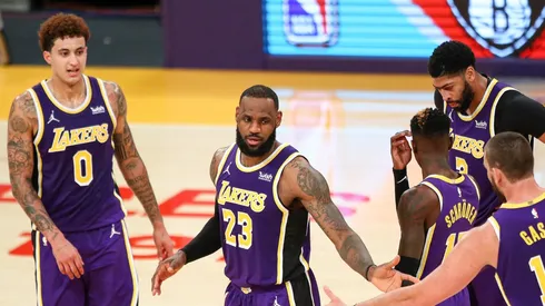 Los Angeles Lakers players in 2021.