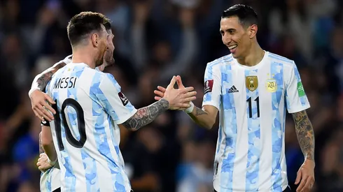Lionel Messi and Angel Di Maria of Argentina