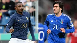 Pierre Kalulu of France U21 and Sandro Tonali of Italy U21
