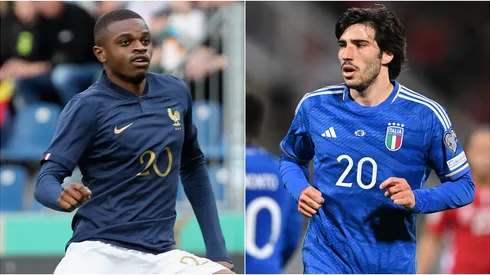 Pierre Kalulu of France U21 and Sandro Tonali of Italy U21