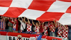 Croatia fans hold a giant Croatia flag