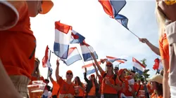 Netherlands fans are seen waving flags