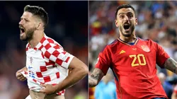 Bruno Petkovic of Croatia (L) and Joselu of Spain (R)