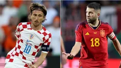 Luka Modric of Croatia (L) and Jordi Alba of Spain (R)