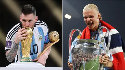 Lionel Messi (left) and Erling Haaland.