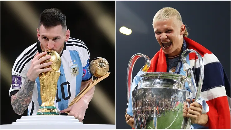 Lionel Messi (left) and Erling Haaland.
