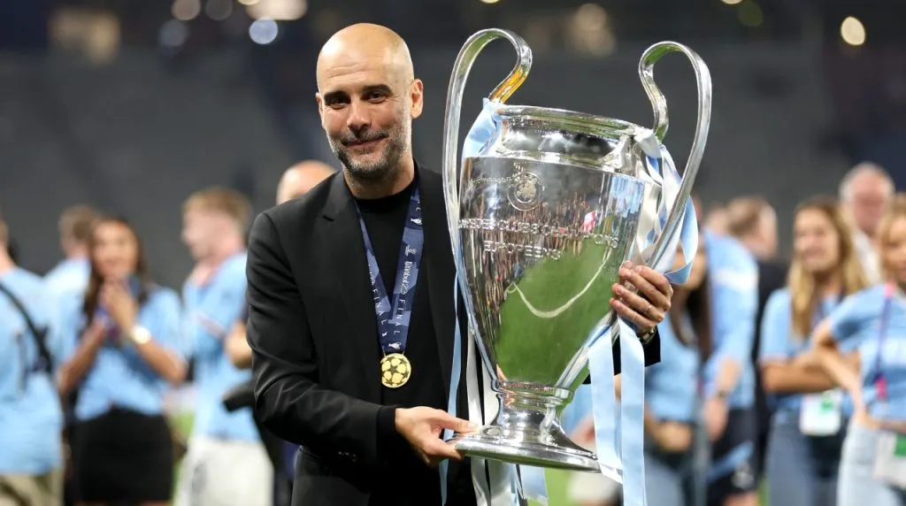 Pep Guardiola City UCL Trophy