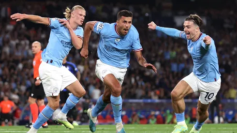 Rodri celebrates the crucial goal