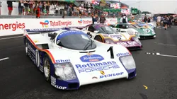 The Rothmans Porsche 956 takes part in a historic entrants parade ahead of the 100th anniversary of the 24 Hours of Le Mans