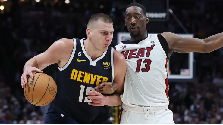 Nikola Jokic of the Denver Nuggets and Bam Adebayo of the Miami Heat