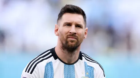 Lionel Messi playing for Argentina at the Qatar 2022 World Cup