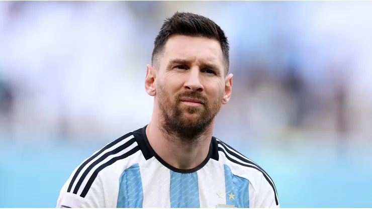 Lionel Messi playing for Argentina at the Qatar 2022 World Cup