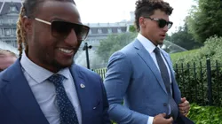 Isiah Pacheco and Patrick Mahomes of the Chiefs at the White House in 2023