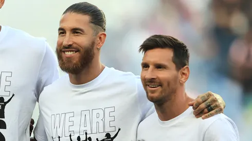 Sergio Ramos and Lionel Messi of PSG