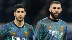 Marco Asensio and Karim Benzema of Real Madrid