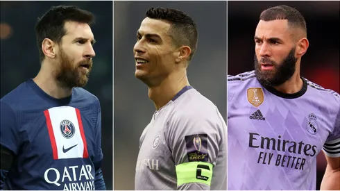 Lionel Messi, Cristiano Ronaldo, and Karim Benzema
