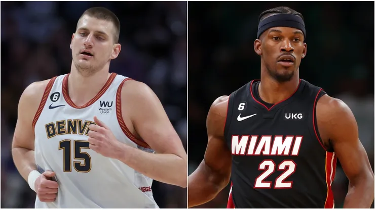 Nikola Jokic (left) and Jimmy Butler.