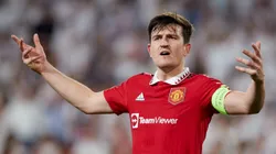 Harry Maguire with Manchester United during the 2022-2023 Europa League