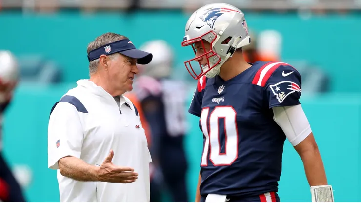Bill Belichick (left) and Mac Jones