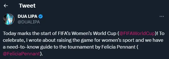 Dua Lipa’s tweet