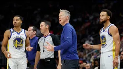 Stephen Curry, Steve Kerr, and Jordan Poole