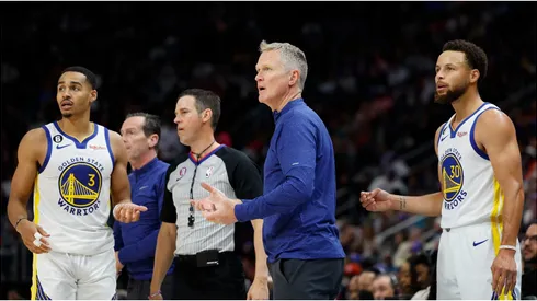 Stephen Curry, Steve Kerr, and Jordan Poole
