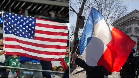 USA flag (L) and France flag (R)