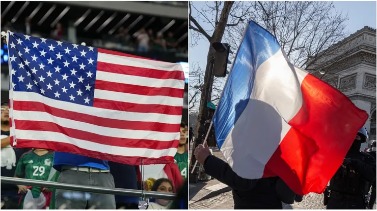 USA flag (L) and France flag (R)