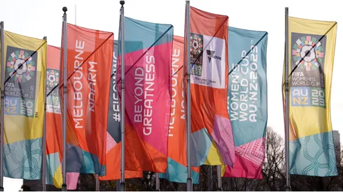 Flags promoting the FIFA Women's World Cup
