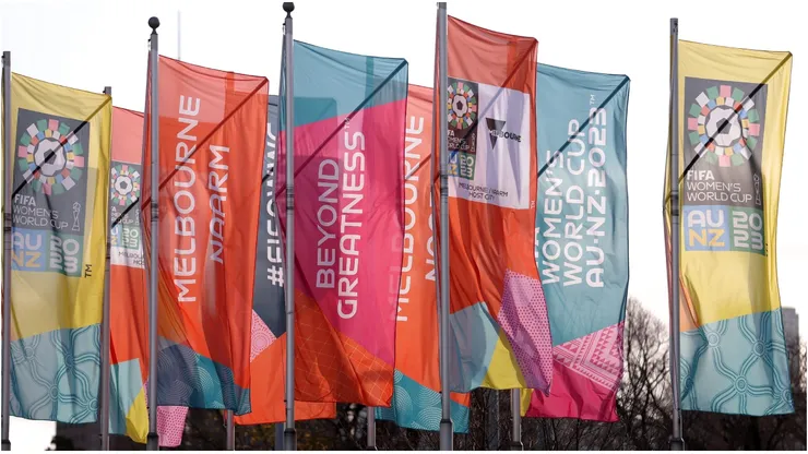 Flags promoting the FIFA Women's World Cup