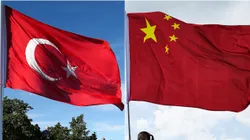 Turkish flag (L) and Chinese flag (R)