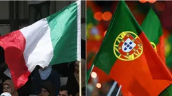 Italy flag (L) and Portugal flag (R)