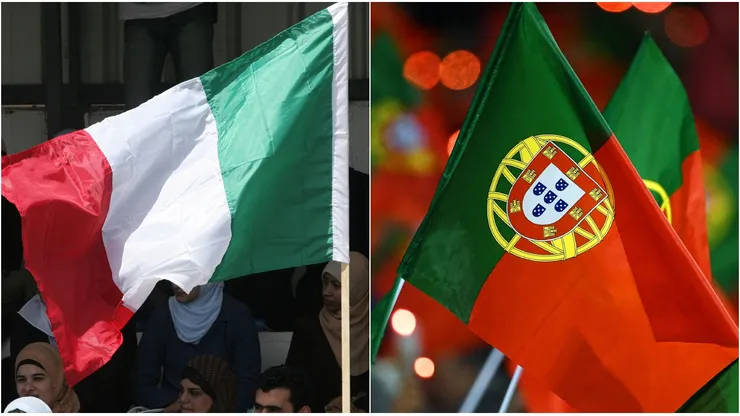 Italy flag (L) and Portugal flag (R)