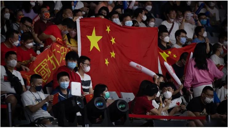 China fans bring flag
