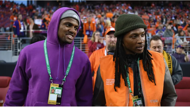 Deshaun Watson with DeAndre Hopkins during a game between Alabama and Clemson (2019)