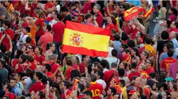 Spain fans fly the national flag
